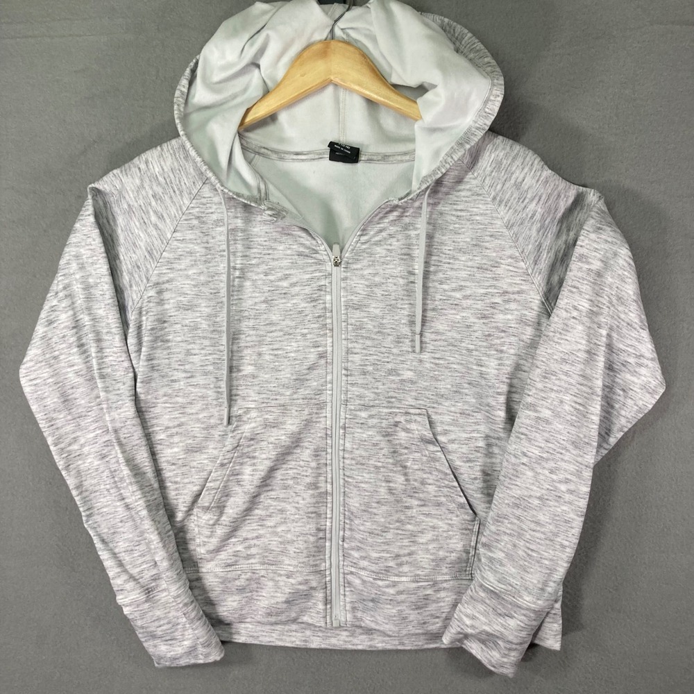 Athletic‎ Works Girls Full Zip Hoodie Gray Thumb Hole Sz L Super Soft Activewear
